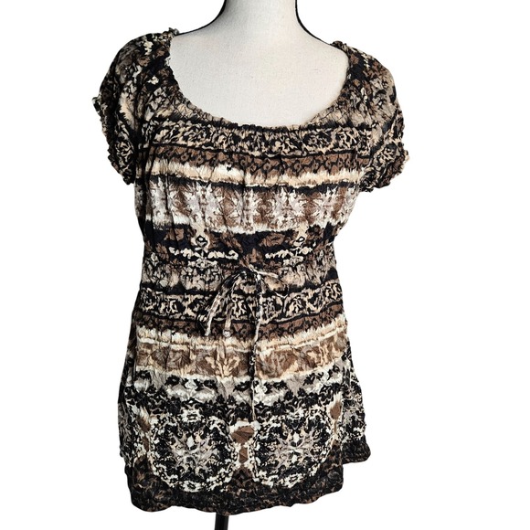 Axcess Tops - Babydoll Y2K Brown‎ Boho Small Blouse